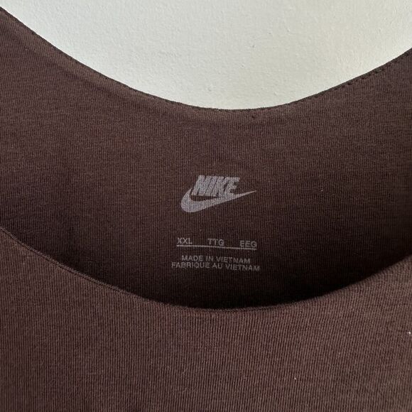 Nike Bodysuit Top Womens XXL Brown Cami High Leg Chill Knit Minimalist Sporty - Picture 4 of 8